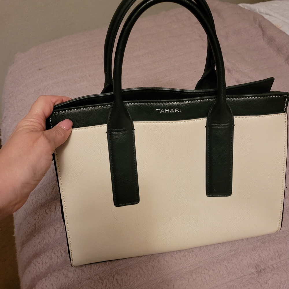 Tahari Black and Cream Women's Bag